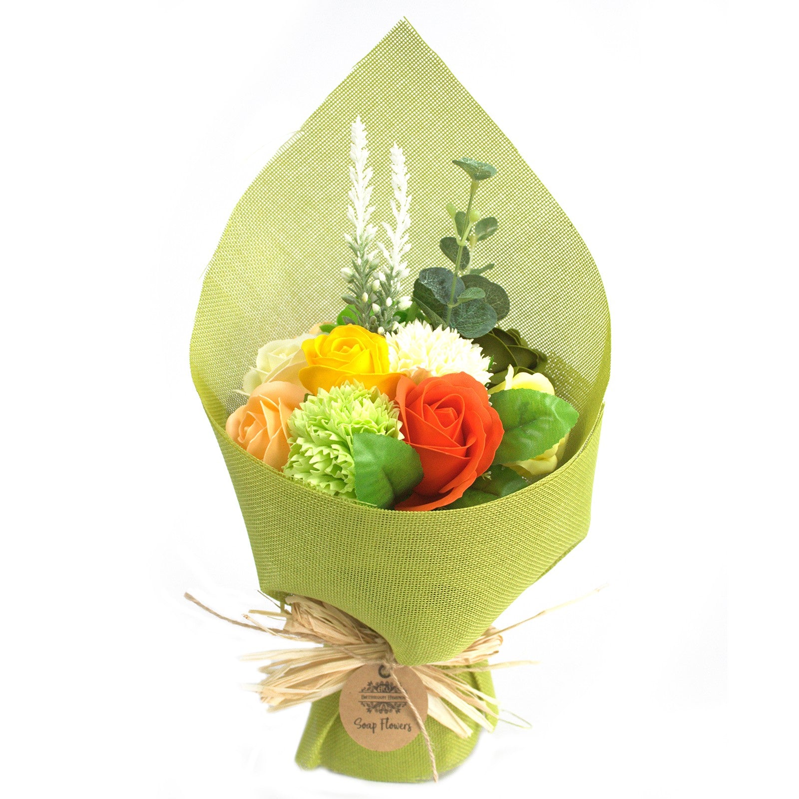 Standing Soap Flower Bouquet - Green Yellow - ScentiMelti  Standing Soap Flower Bouquet - Green Yellow