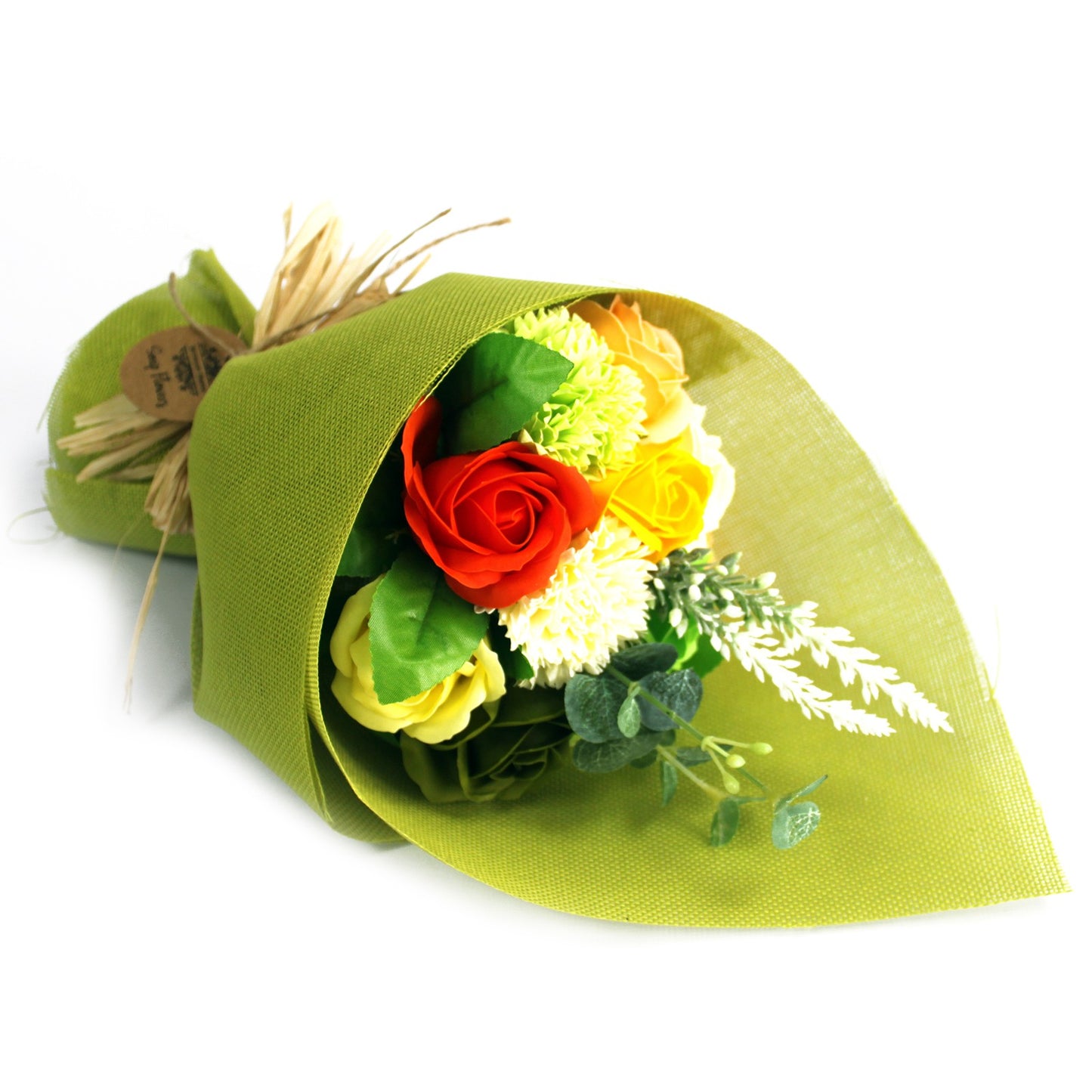 Standing Soap Flower Bouquet - Green Yellow - ScentiMelti  Standing Soap Flower Bouquet - Green Yellow