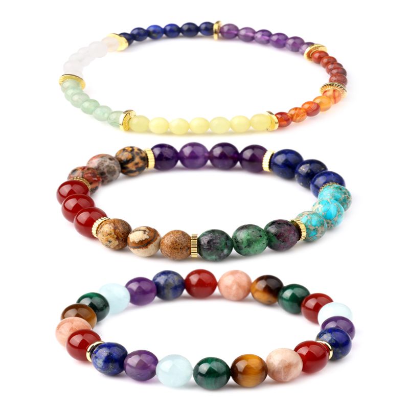 Bracelet Set 7 Chakra gold Plated - ScentiMelti Home Fragrance, Beauty & Gifts UK