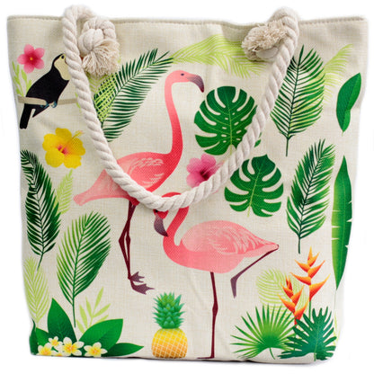 Rope Handle Bag - Flamingo & More - ScentiMelti  Rope Handle Bag - Flamingo & More