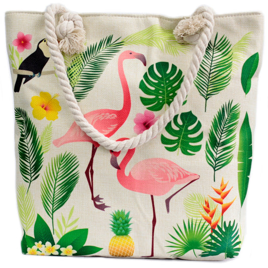 Rope Handle Bag - Flamingo & More - ScentiMelti  Rope Handle Bag - Flamingo & More