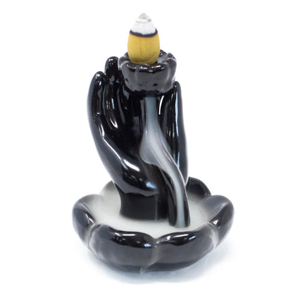 Back Flow Incense Burner - Hand & Lotus Flower - ScentiMelti  Back Flow Incense Burner - Hand & Lotus Flower