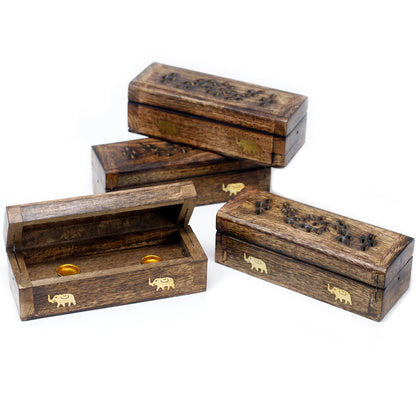 Incense Cone Smoke Box 6" - Mango Wood - ScentiMelti  Incense Cone Smoke Box 6" - Mango Wood