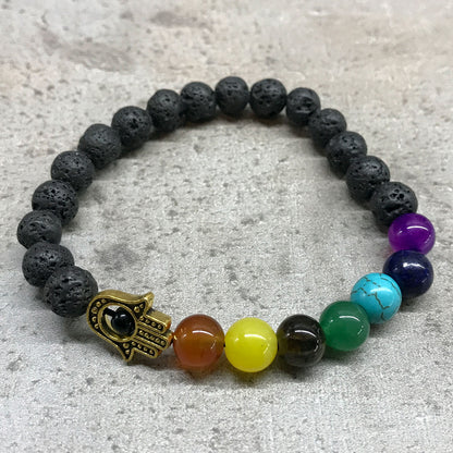 Lava Stone Bracelet - Hamsa Chakra - ScentiMelti  Lava Stone Bracelet - Hamsa Chakra