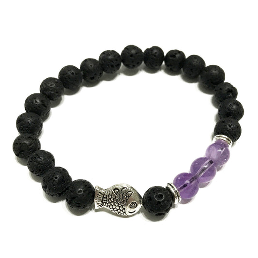 Lava Stone Bracelet - Fish Amethyst - ScentiMelti  Lava Stone Bracelet - Fish Amethyst