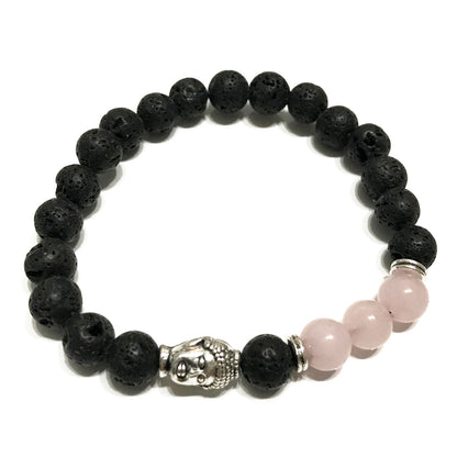 Lava Stone Bracelet - Buddha Rose Quartz - ScentiMelti  Lava Stone Bracelet - Buddha Rose Quartz