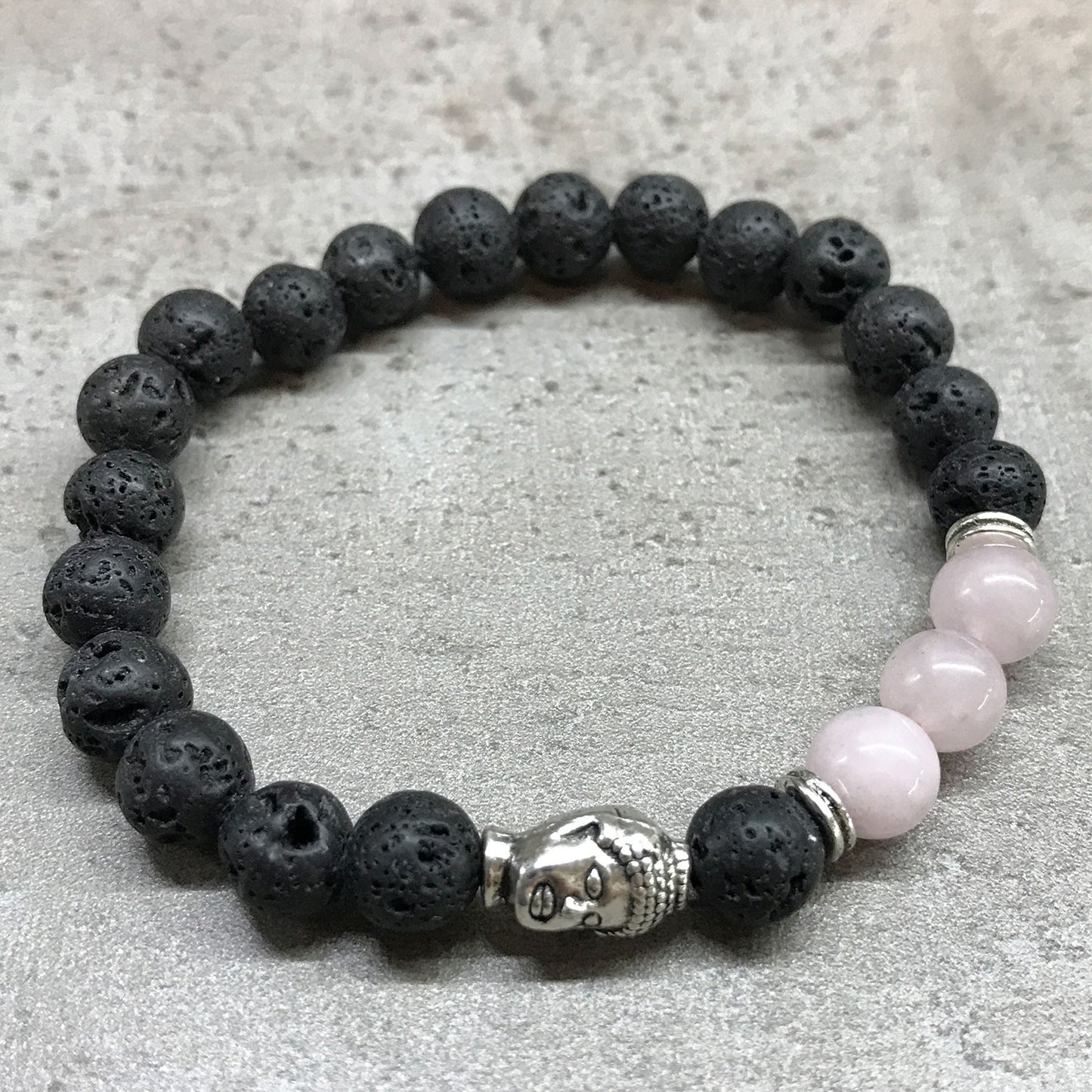 Lava Stone Bracelet - Buddha Rose Quartz - ScentiMelti  Lava Stone Bracelet - Buddha Rose Quartz