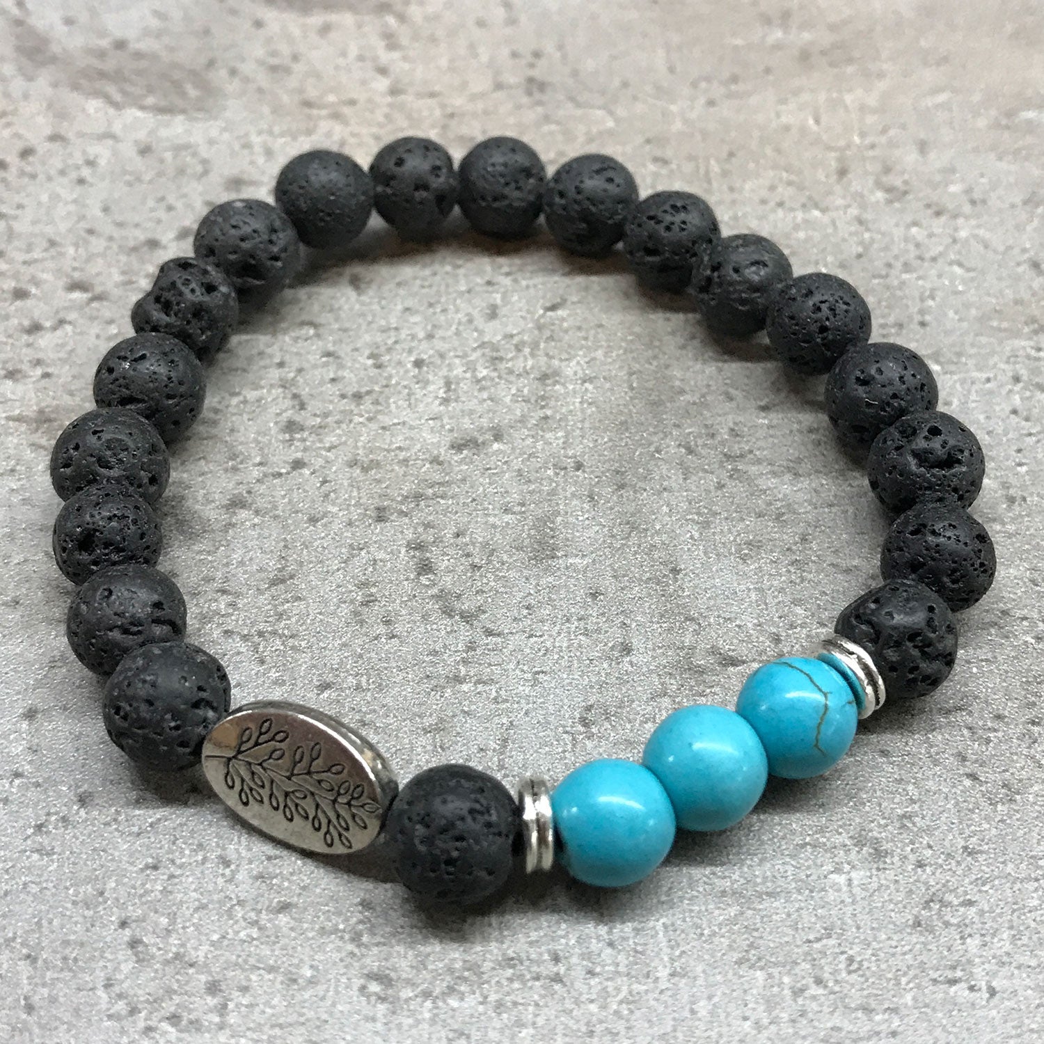 Lava Stone Bracelet - Leaf Turquoise - ScentiMelti  Lava Stone Bracelet - Leaf Turquoise