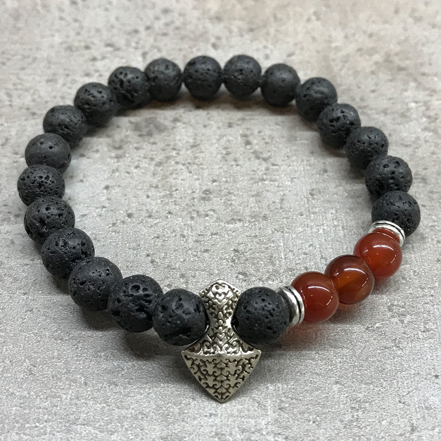 Lava Stone Bracelet - Axe-head Carnelian - ScentiMelti  Lava Stone Bracelet - Axe-head Carnelian