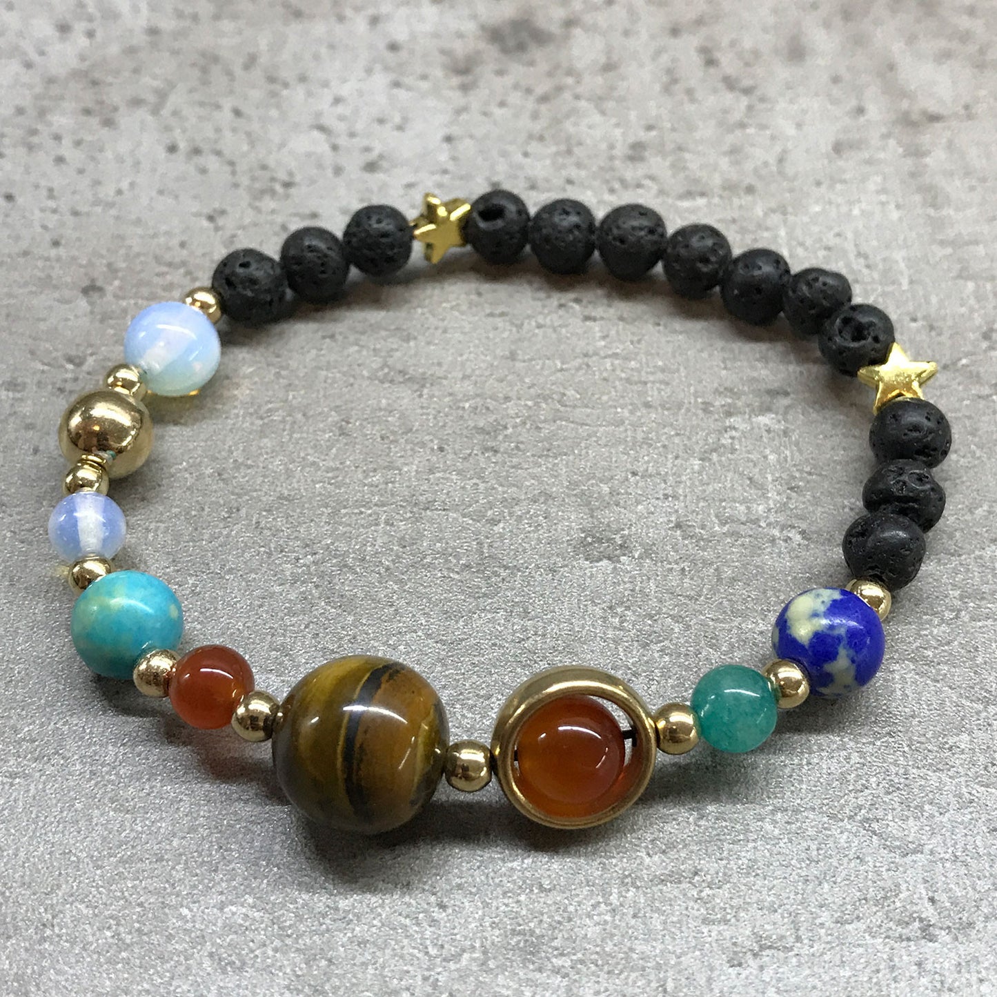 Lava Stone Bracelet - Gold Solar System - ScentiMelti  Lava Stone Bracelet - Gold Solar System