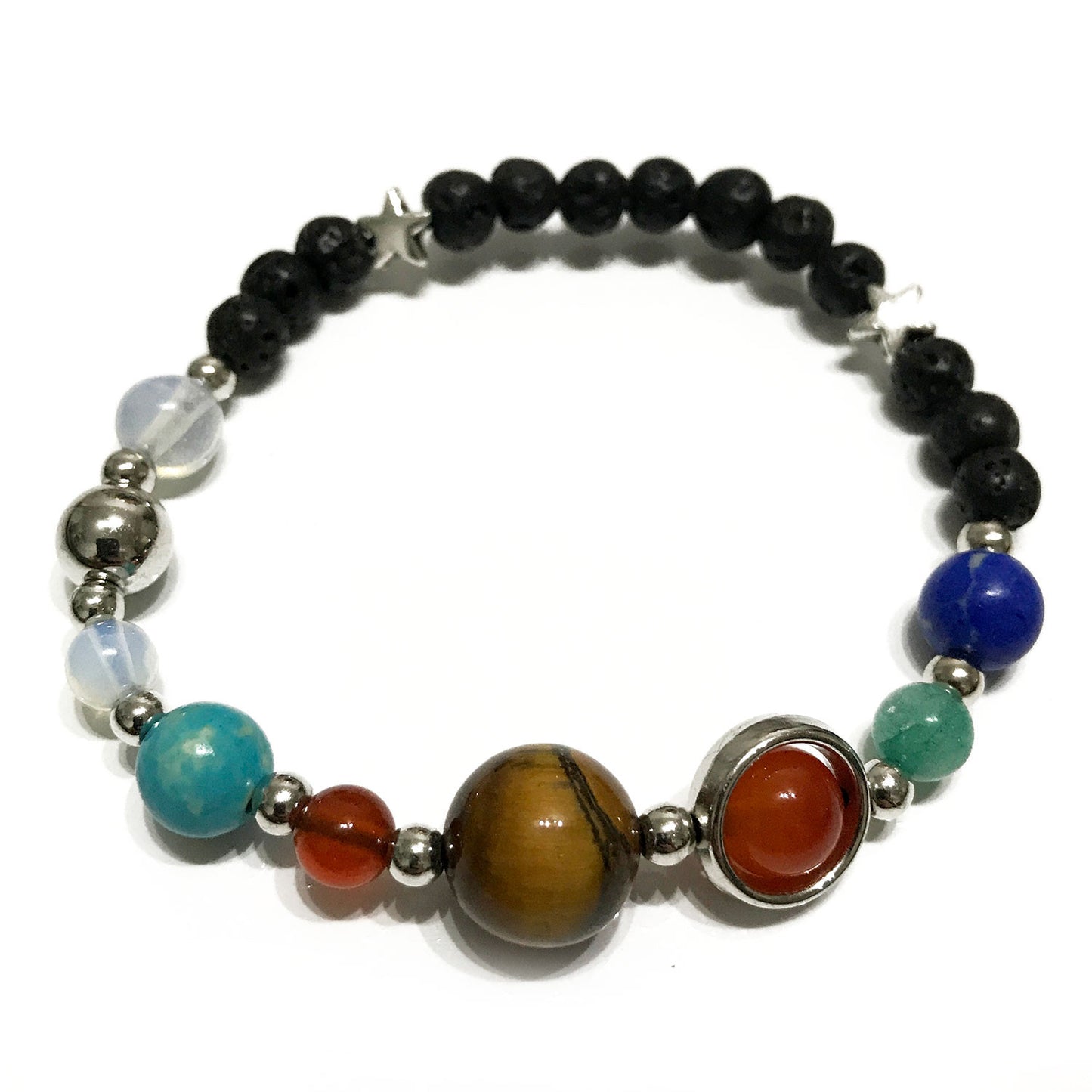 Lava Stone Bracelet - Silver Solar System - ScentiMelti  Lava Stone Bracelet - Silver Solar System