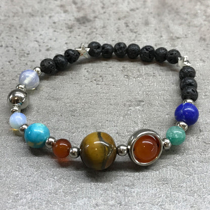 Lava Stone Bracelet - Silver Solar System - ScentiMelti  Lava Stone Bracelet - Silver Solar System