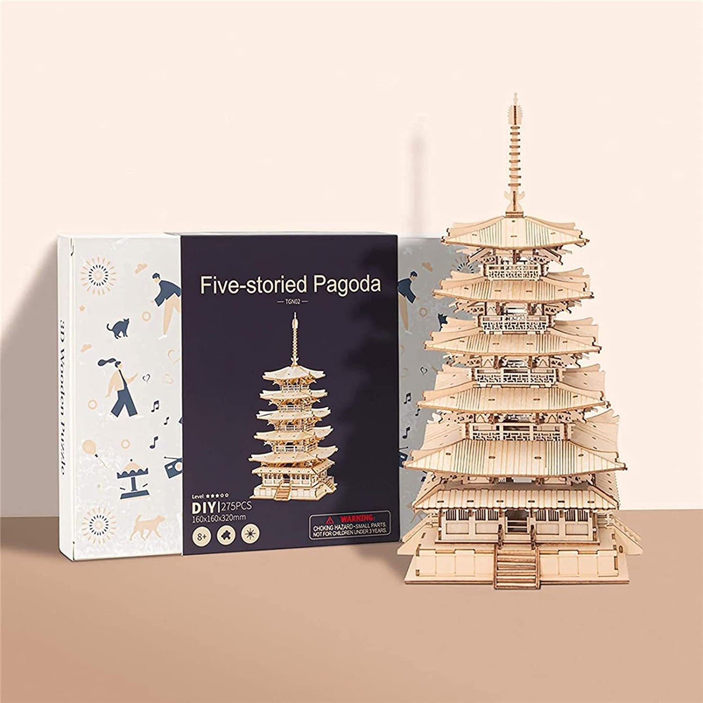 Robotime Five-storied Pagoda 3D Wooden Puzzle Toys For Children Kids Birthday Gift TGN02 - ScentiMelti Home Fragrance, Beauty & Gifts UK