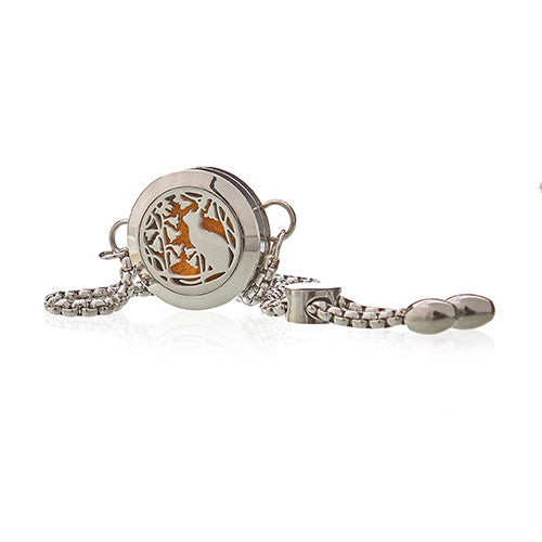 Aromatherapy Jewellery Chain Bracelet - Cat & Flowers - 20mm
