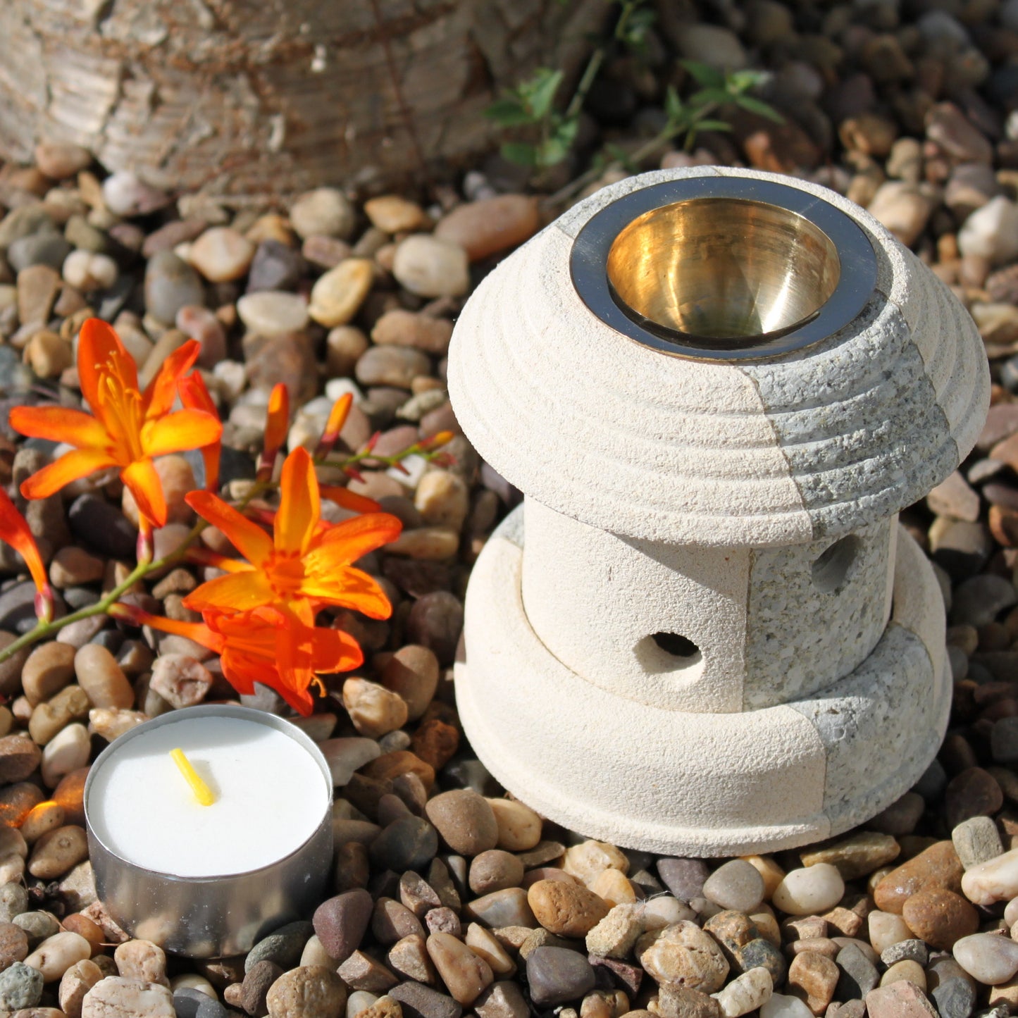 Stone Oil Burner - Combo Lantern - ScentiMelti  Stone Oil Burner - Combo Lantern