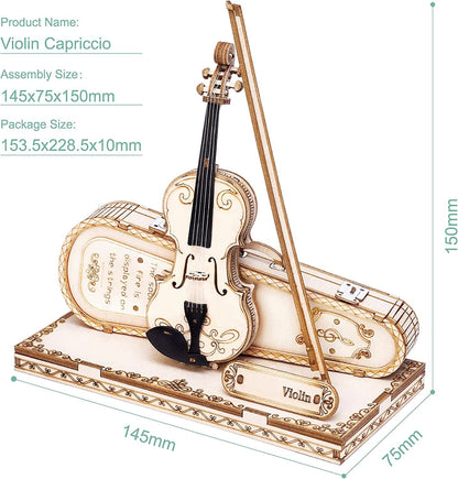 Robotime ROKR Violin Capriccio Model 3D Wooden Puzzle Easy Assembly Kits Musical DIY Gifts For Boys&Girls Building Blocks TG604K - ScentiMelti Home Fragrance, Beauty & Gifts UK