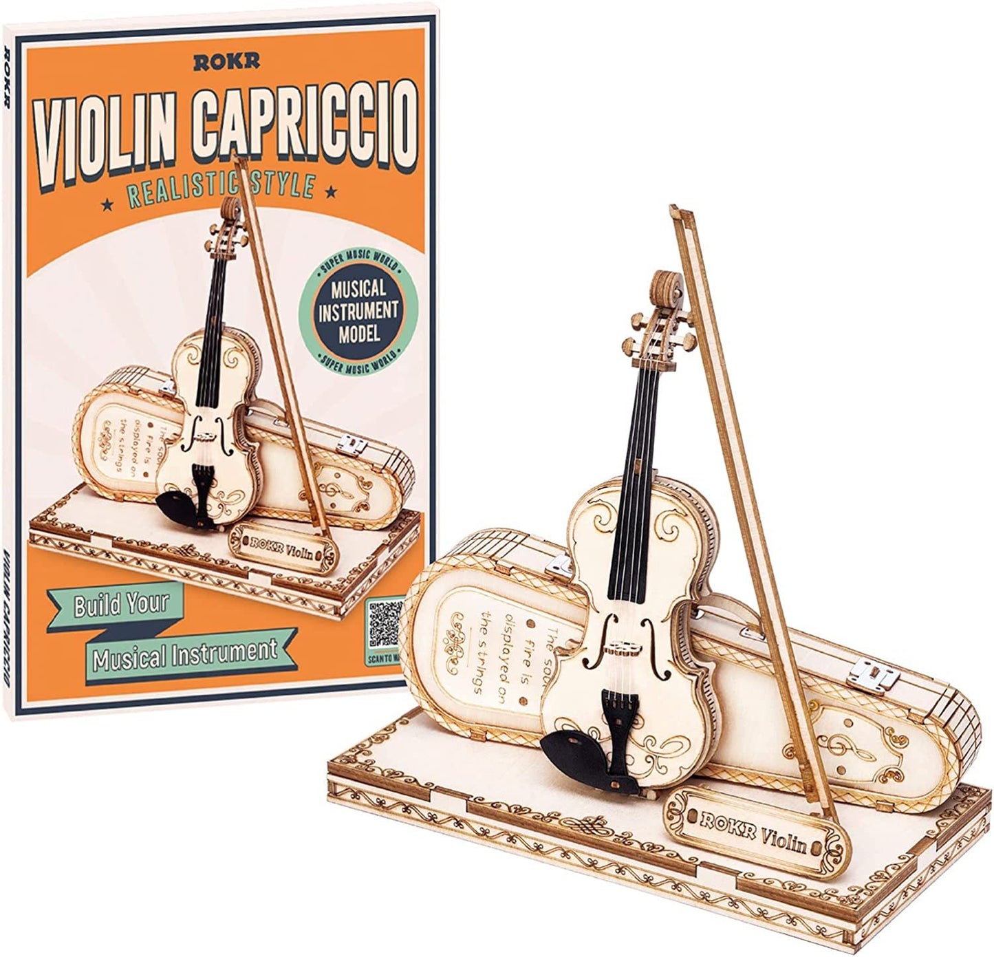 Robotime ROKR Violin Capriccio Model 3D Wooden Puzzle Easy Assembly Kits Musical DIY Gifts For Boys&Girls Building Blocks TG604K - ScentiMelti Home Fragrance, Beauty & Gifts UK