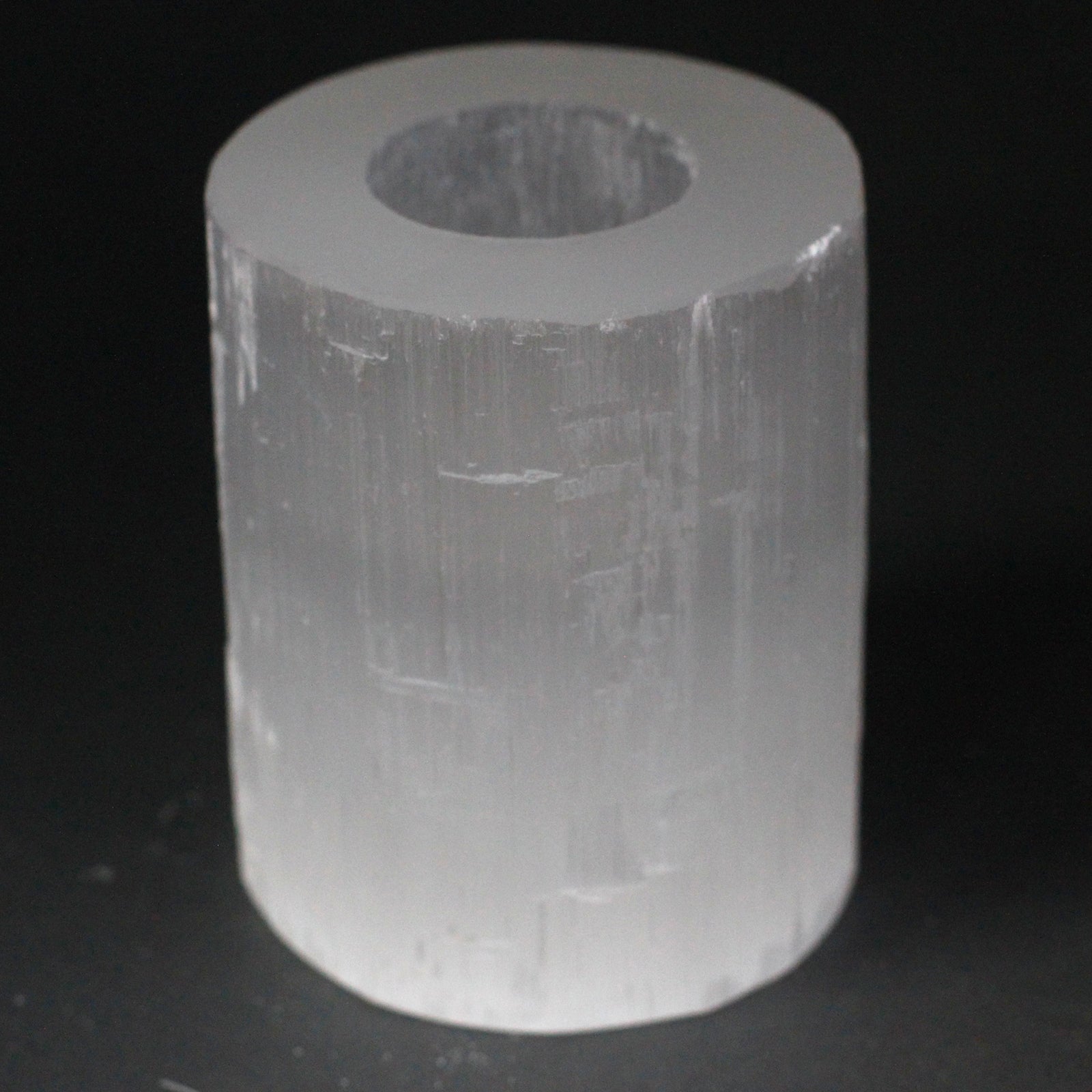 Selenite Cylinder Candle Holder - 10 cm - ScentiMelti  Selenite Cylinder Candle Holder - 10 cm