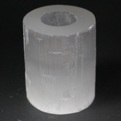 Selenite Cylinder Candle Holder - 10 cm - ScentiMelti  Selenite Cylinder Candle Holder - 10 cm