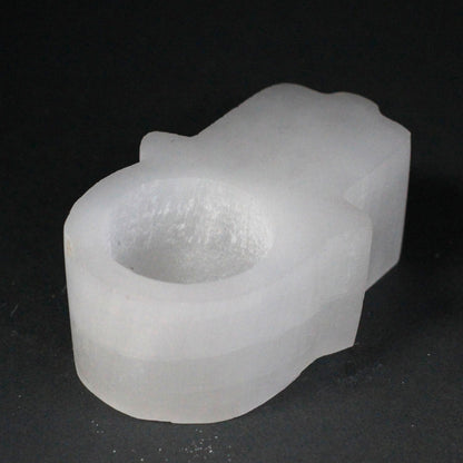 Selenite Hamsa Candle Holder - ScentiMelti  Selenite Hamsa Candle Holder