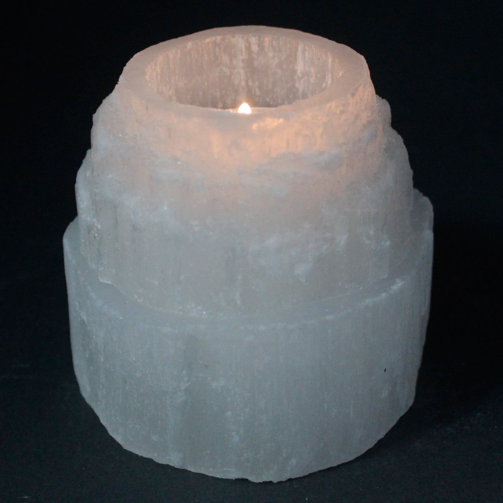 Selenite Mountain Top Candle Holder - 8 cm - ScentiMelti  Selenite Mountain Top Candle Holder - 8 cm