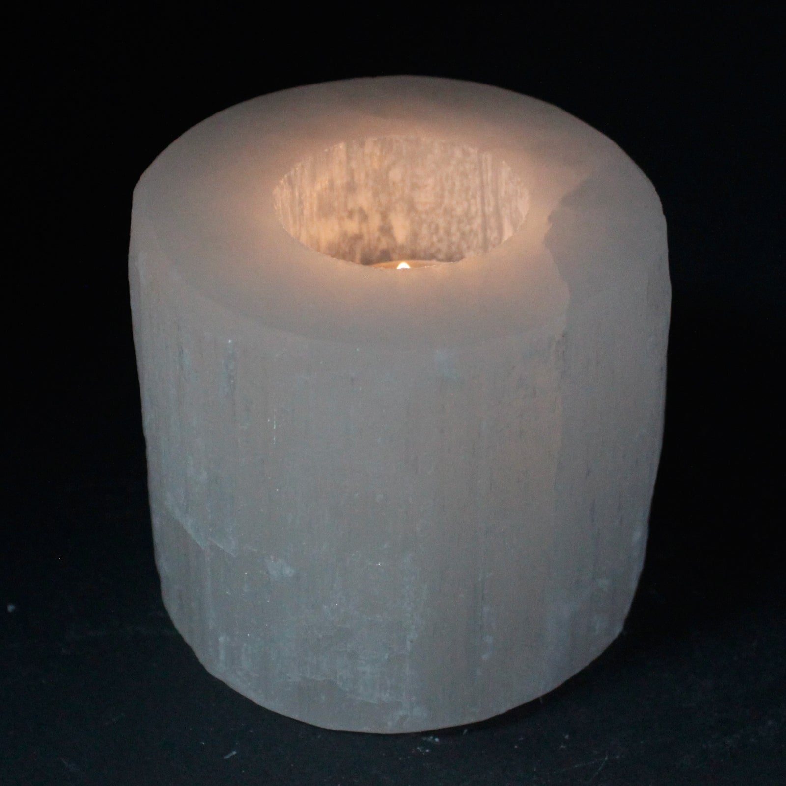 Selenite Cylinder Candle Holder - 8 cm - ScentiMelti  Selenite Cylinder Candle Holder - 8 cm