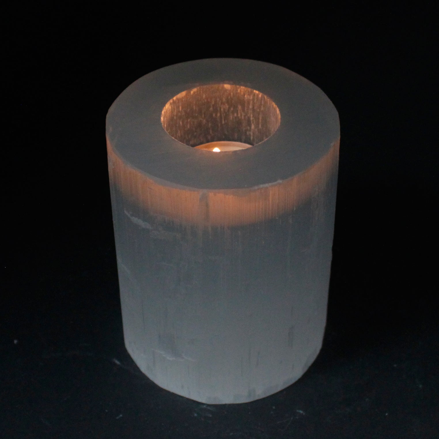 Selenite Cylinder Candle Holder - 10 cm - ScentiMelti  Selenite Cylinder Candle Holder - 10 cm