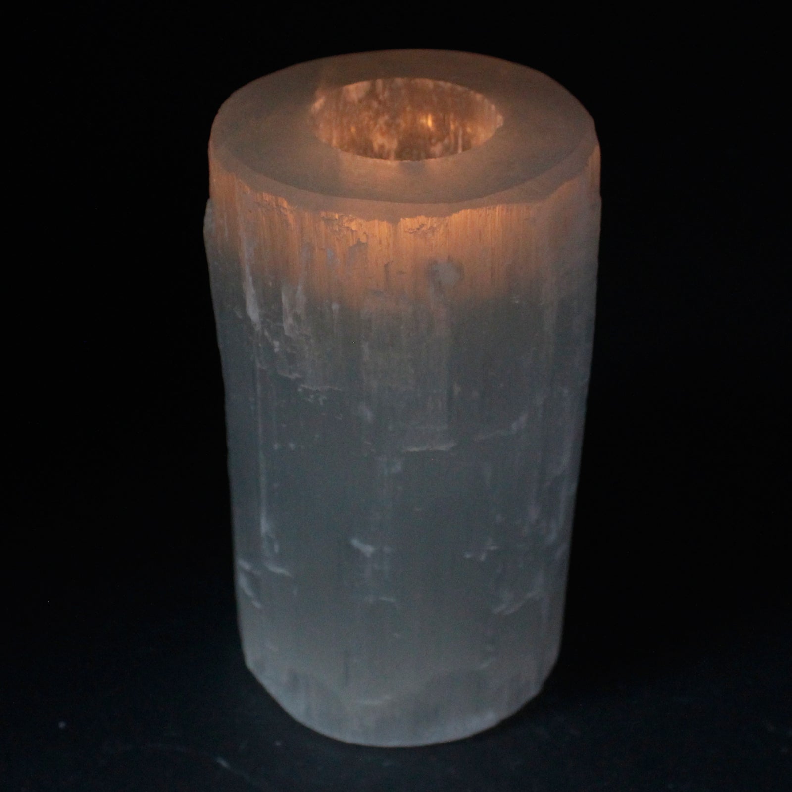 Selenite Cylinder Candle Holder - 15 cm - ScentiMelti  Selenite Cylinder Candle Holder - 15 cm