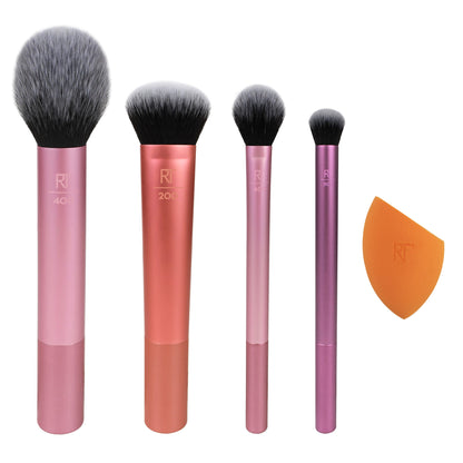 Real Techniques Everyday Essentials Make-up Brush Complete Face Set (Miracle Complexion Sponge, Expert Face, Blush, Setting and Deluxe Crease Brushes) - ScentiMelti Home Fragrance, Beauty & Gifts UK