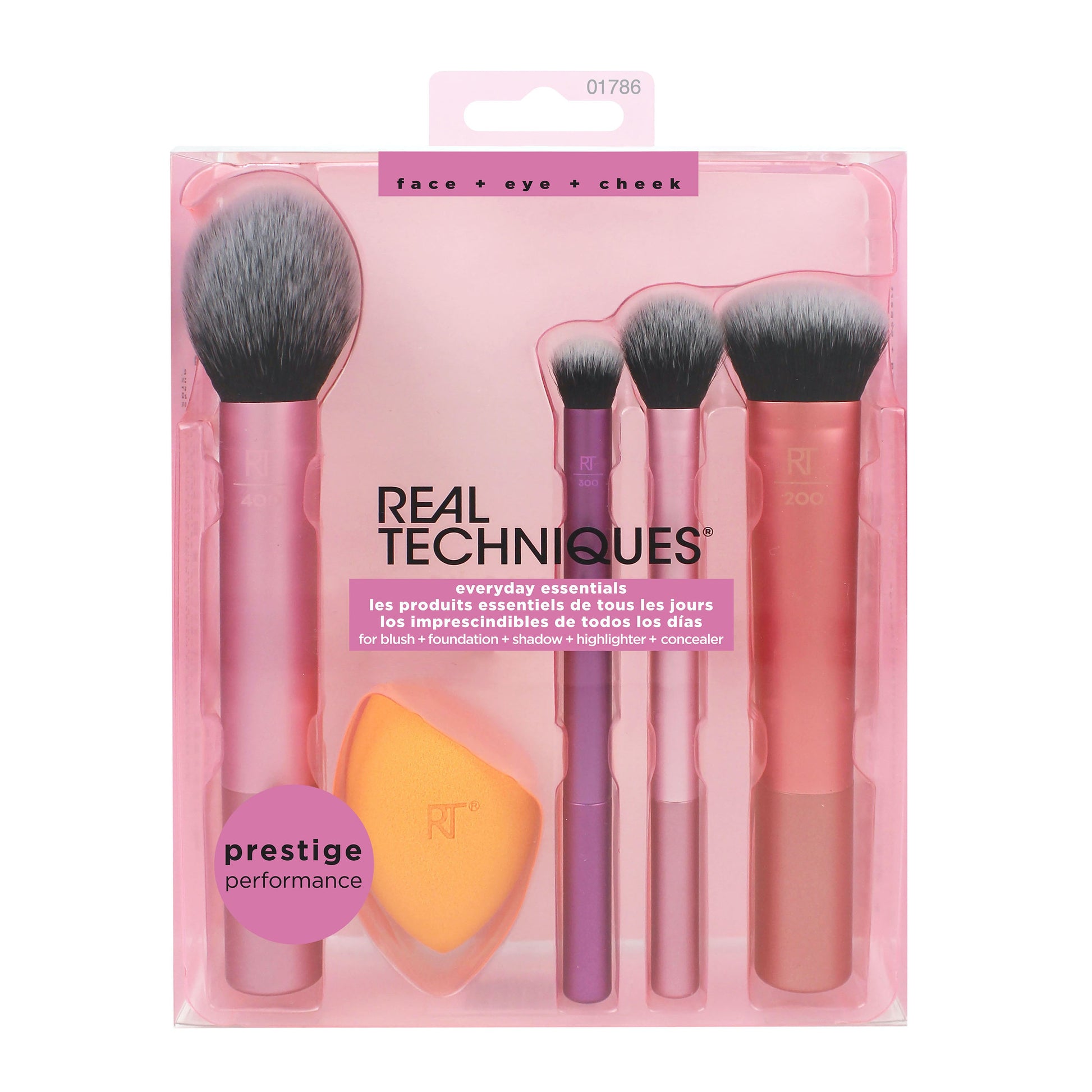 Real Techniques Everyday Essentials Make-up Brush Complete Face Set (Miracle Complexion Sponge, Expert Face, Blush, Setting and Deluxe Crease Brushes) - ScentiMelti Home Fragrance, Beauty & Gifts UK