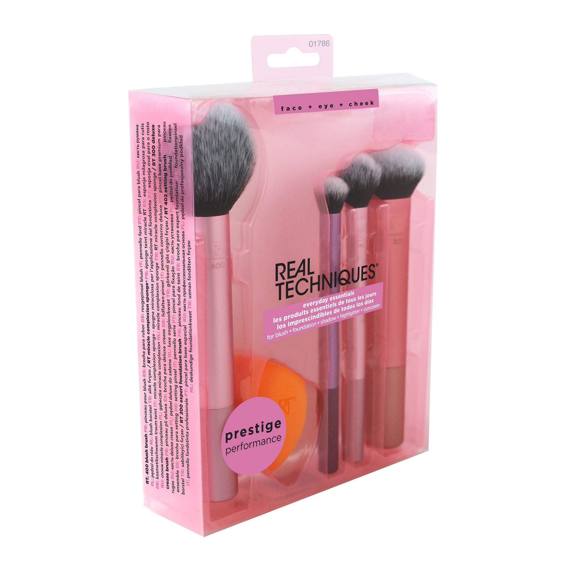 Real Techniques Everyday Essentials Make-up Brush Complete Face Set (Miracle Complexion Sponge, Expert Face, Blush, Setting and Deluxe Crease Brushes) - ScentiMelti Home Fragrance, Beauty & Gifts UK