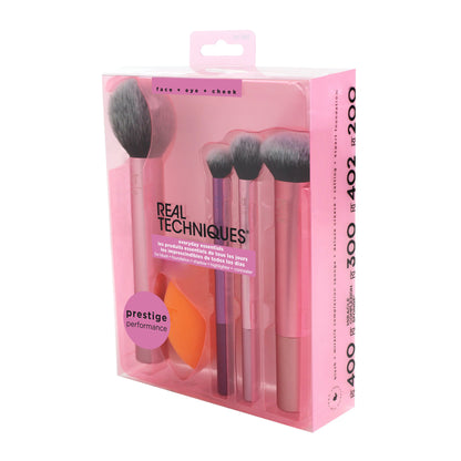 Real Techniques Everyday Essentials Make-up Brush Complete Face Set (Miracle Complexion Sponge, Expert Face, Blush, Setting and Deluxe Crease Brushes) - ScentiMelti Home Fragrance, Beauty & Gifts UK