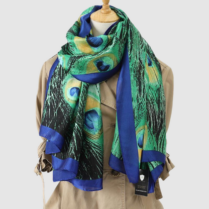 Vibrant Peacock Feather Satin Scarf Livloko London ScentiMelti Wax Melts