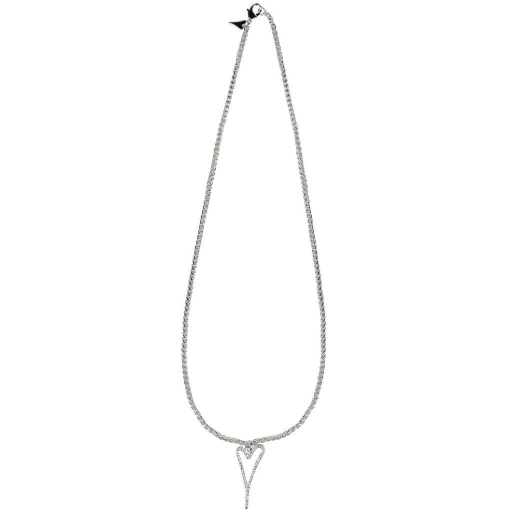 Necklace long  silver chain & hollow heart with diamant face - ScentiMelti Home Fragrance, Beauty & Gifts UK