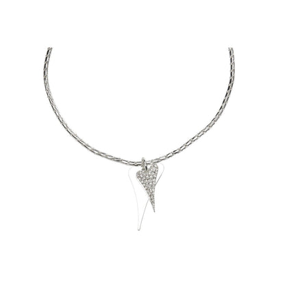 Necklace Long Silver chain with 2  Solid & Diamante hearts - ScentiMelti Home Fragrance, Beauty & Gifts UK