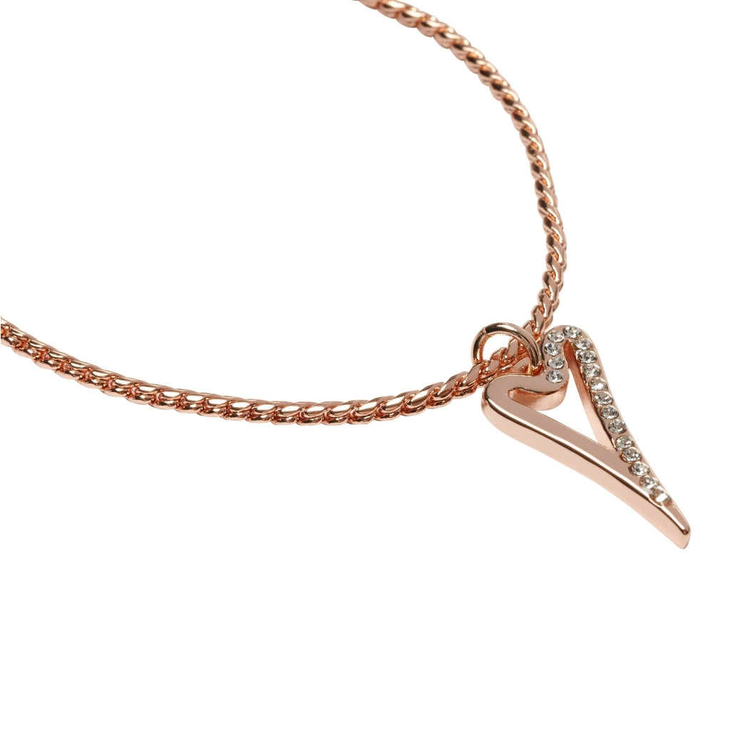 Bracelet Rose Gold hollow heart 1/2 plain 1/2 diamante - ScentiMelti Home Fragrance, Beauty & Gifts UK