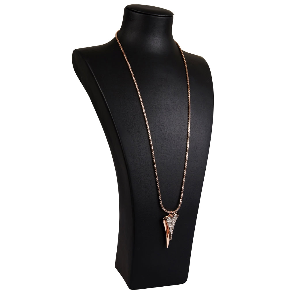 Necklace long rosegold chain with 2 rosegold hearts - ScentiMelti Home Fragrance, Beauty & Gifts UK