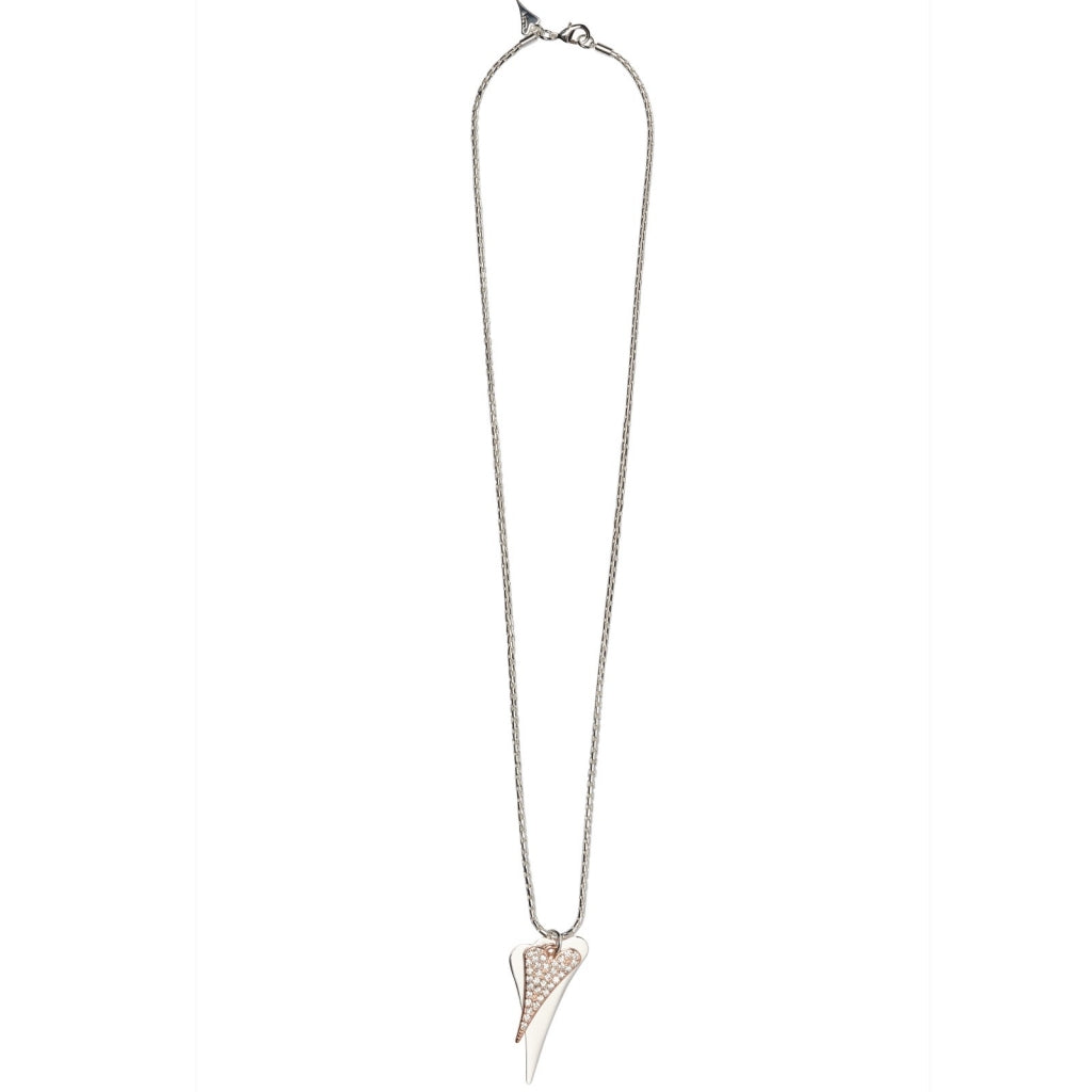 Necklace Long silver chain with silver & Rose Gold hearts - ScentiMelti Home Fragrance, Beauty & Gifts UK