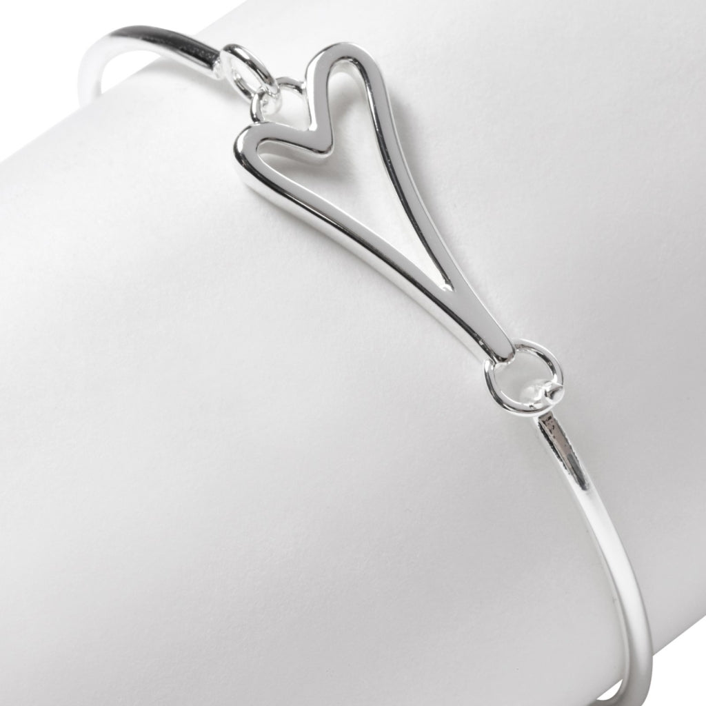 Bracelet silver cuff with hollow heart clasp - ScentiMelti Home Fragrance, Beauty & Gifts UK