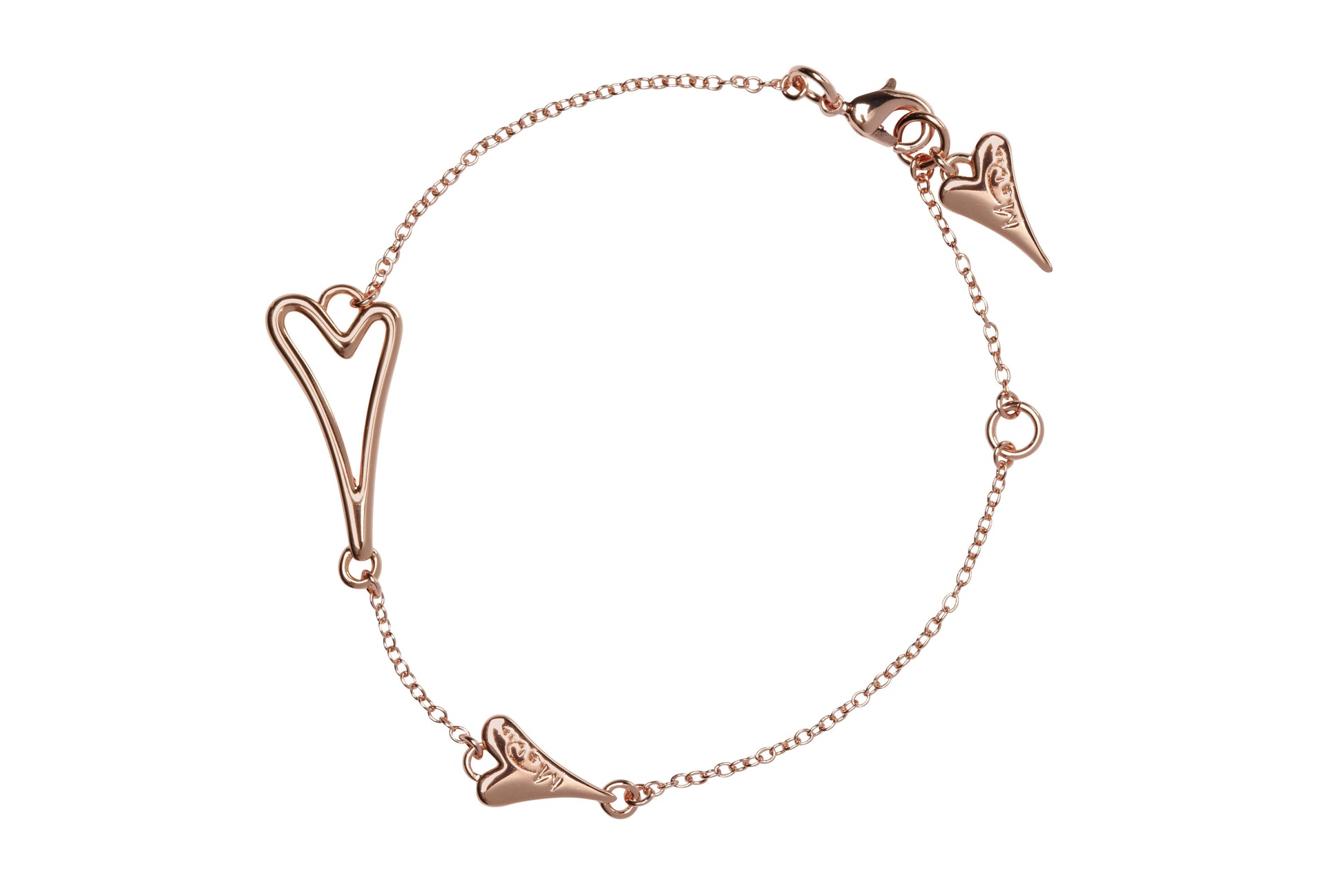 Rose gold plated bracelet with hollow heart - ScentiMelti Home Fragrance, Beauty & Gifts UK