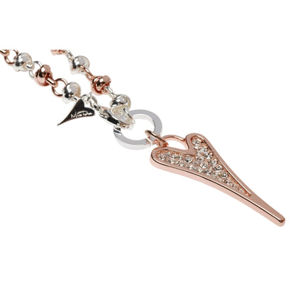 Necklace Long Silver/Rose Gold Knotted chain & diamante heart - ScentiMelti Home Fragrance, Beauty & Gifts UK