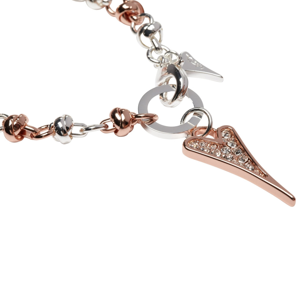 Bracelet Silver/Rose gold Knotted Chain & Diamante Heart - ScentiMelti Home Fragrance, Beauty & Gifts UK