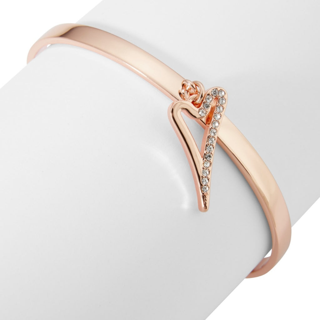 Bangle Rose gold 1/2 plain 1/2 Diamante Heart drop pendant missdeeuk ScentiMelti Wax Melts