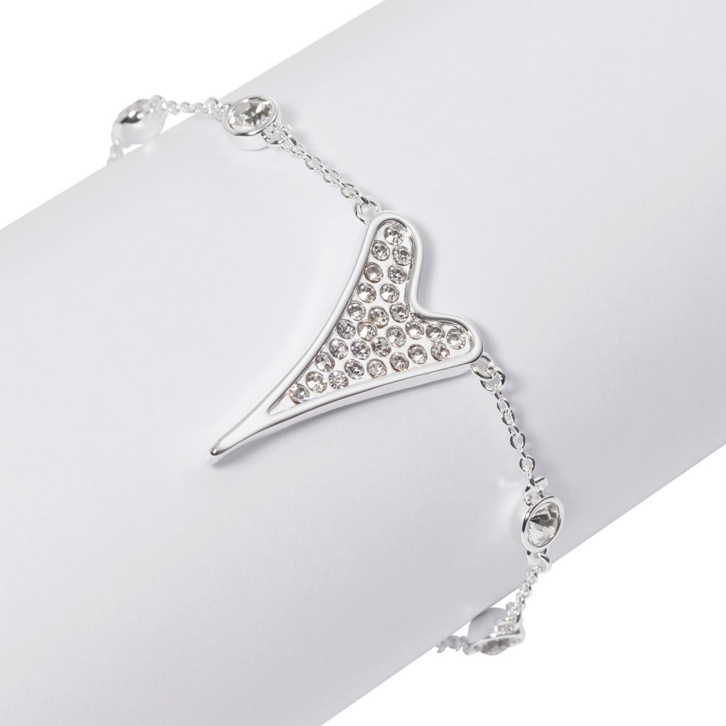 Bracelet silver diamante stone chain and heart pendant - ScentiMelti Home Fragrance, Beauty & Gifts UK