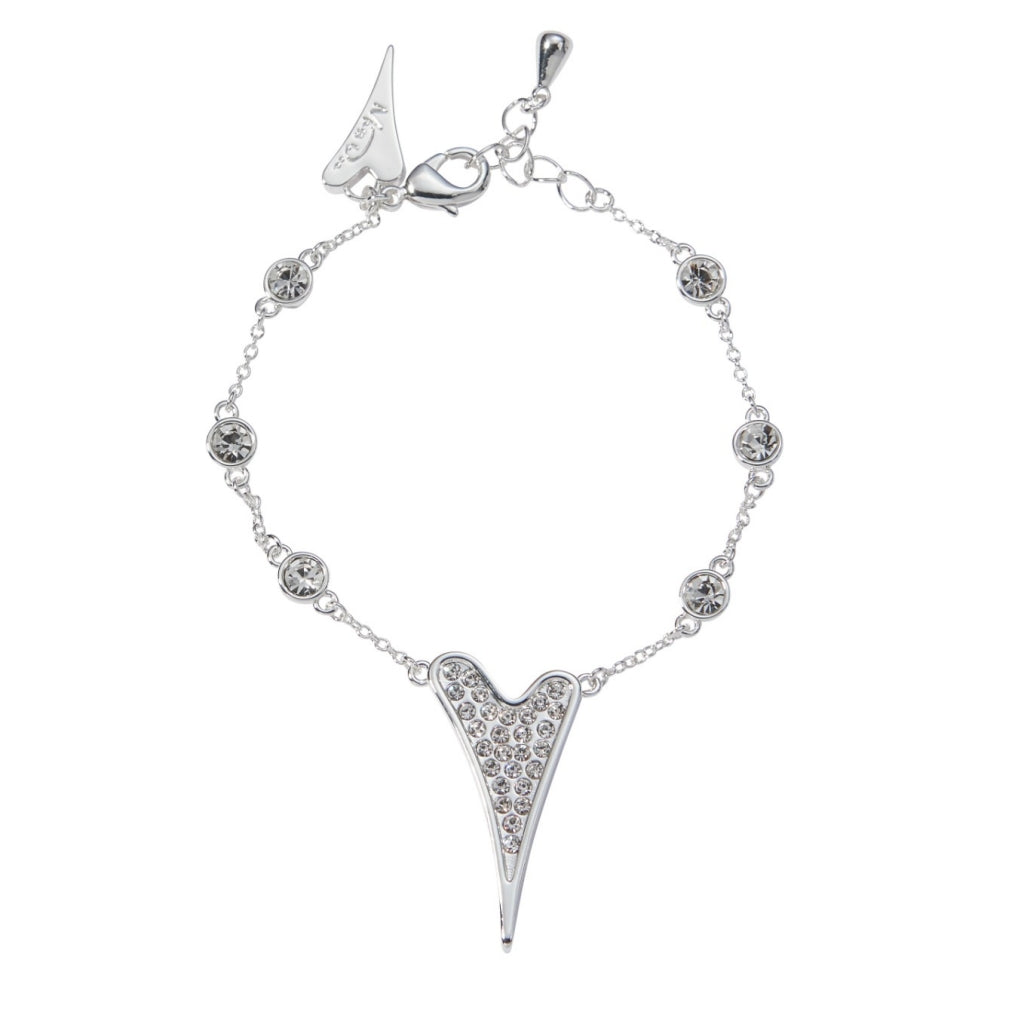 Bracelet silver diamante stone chain and heart pendant - ScentiMelti Home Fragrance, Beauty & Gifts UK