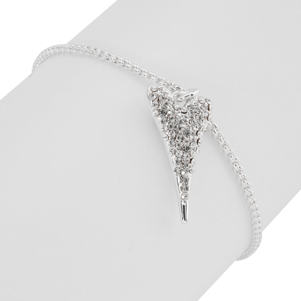 Bracelet silver hearts chain with diamante heart pendant - ScentiMelti Home Fragrance, Beauty & Gifts UK