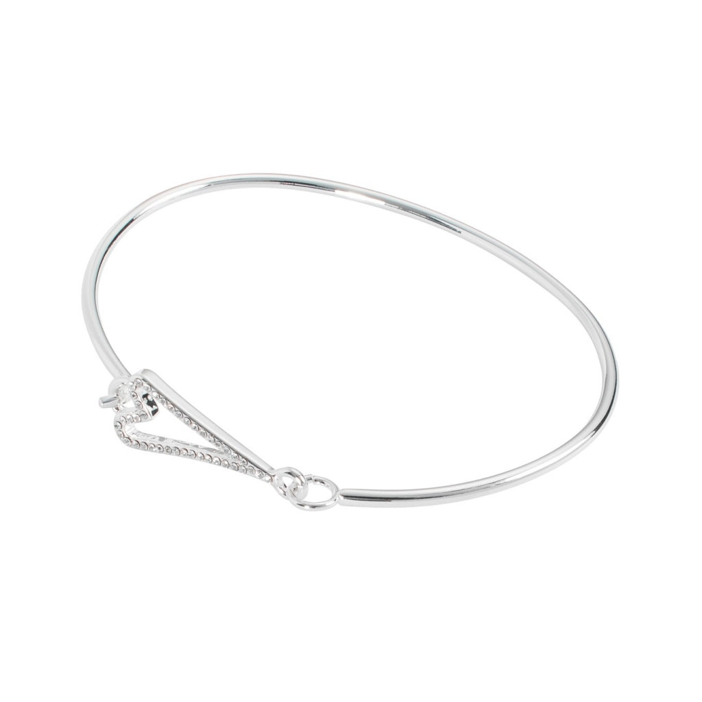 Bracelet silver cuff with a diamante hollow heart - ScentiMelti Home Fragrance, Beauty & Gifts UK