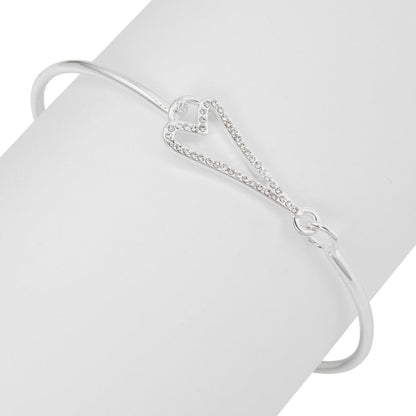 Bracelet silver cuff with a diamante hollow heart - ScentiMelti Home Fragrance, Beauty & Gifts UK