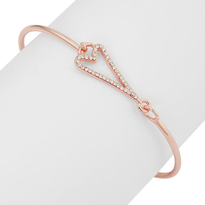 Bracelet Rose Gold cuff with a diamante hollow heart - ScentiMelti Home Fragrance, Beauty & Gifts UK