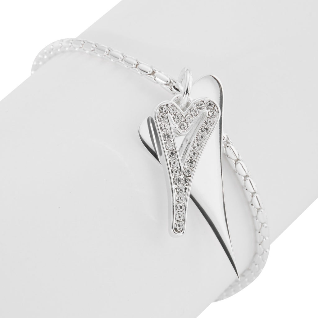 Bracelet Silver chain with solid & diamante hearts - ScentiMelti Home Fragrance, Beauty & Gifts UK